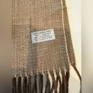 Brown Beige Soft Herringbone Scarf